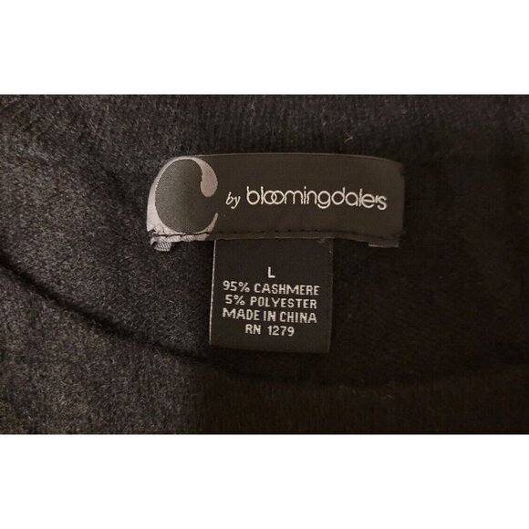 C By Bloomingdale's 95% Cashmere Black & Metallic Gray Striped Sweater Size L - Picture 3 of 6